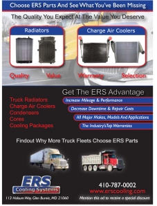 Truck Radiator, Charge Air Cooler and Condenser Flyer for ERS Cooling Systems